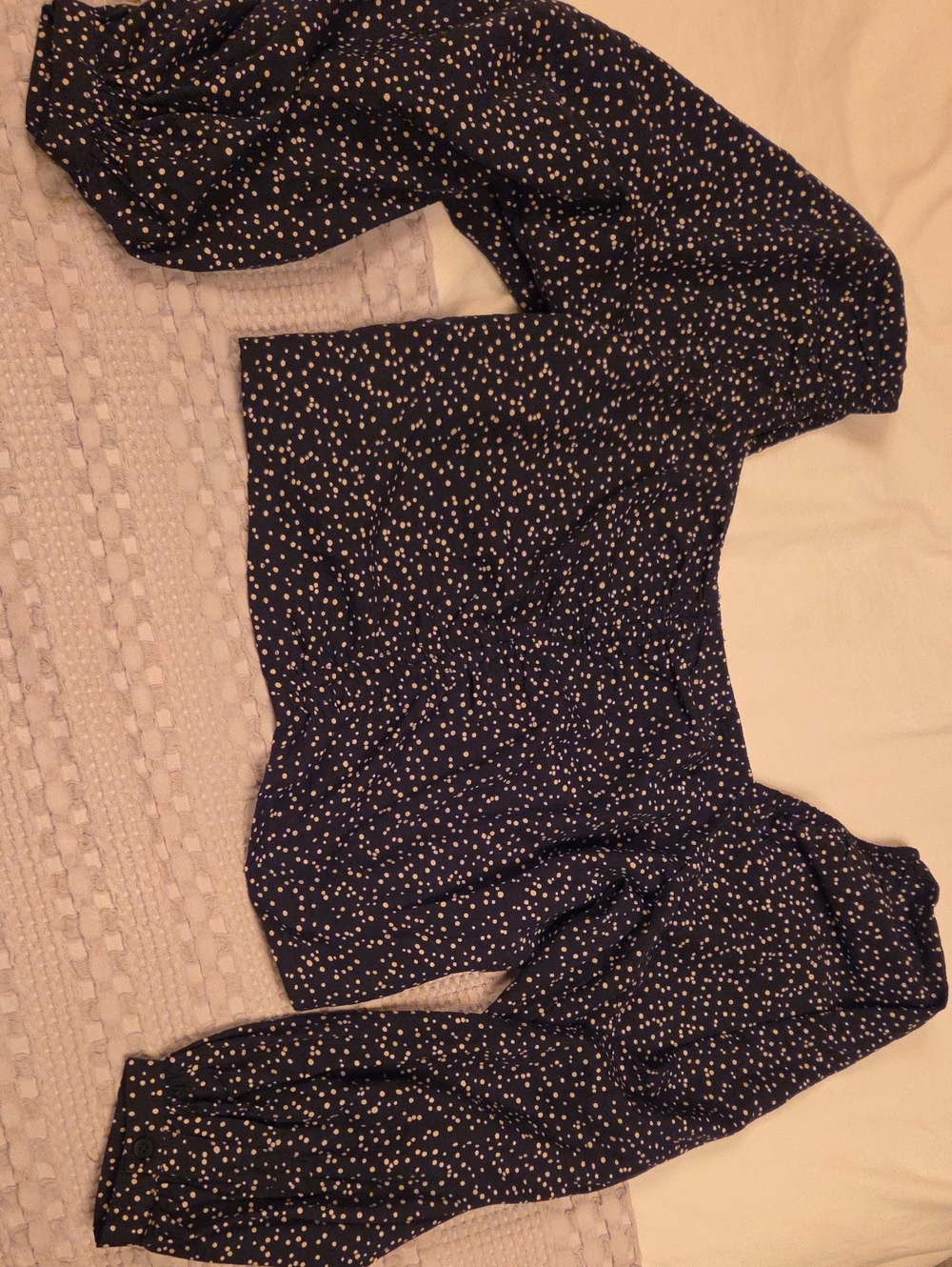 a new day Navy Polka Dot Long Sleeve Blouse Lg